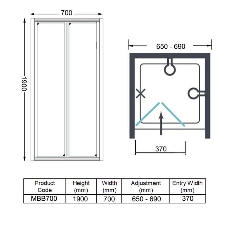 Merlyn MBOX 700mm Bi-Fold Shower Door - MBB700 8 Merlyn MBOX 700mm Bi-Fold Shower Door - MBB700 - Image 6