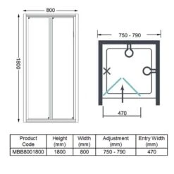 Merlyn MBOX 800 Loft Bi-Fold 1800 Shower Door - MBB800/1800 -Luxe Bathrooms m e merlyn mbb8001800 dimensions