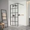 Merlyn Black Squared Wetroom Shower Wall Panel 1200mm - BLKFSWCTL120 -Luxe Bathrooms m e merlyn squared panel 1 1