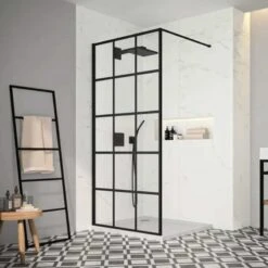 Luxe Bathrooms 31 Merlyn Black Squared Wetroom Shower Wall Panel 900mm - BLKFSWCTL90