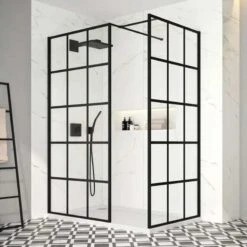 Merlyn Black Squared Wetroom Shower Wall Panel 1200mm - BLKFSWCTL120 6 Merlyn Black Squared Wetroom Shower Wall Panel 1200mm - BLKFSWCTL120 -Luxe Bathrooms m e merlyn squared panel 2
