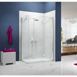 Merlyn Ionic Essence Frameless Hinge & Inline Shower Door 1200+mm - A0111GF -Luxe Bathrooms m e merlyn a0111gf lifestyle