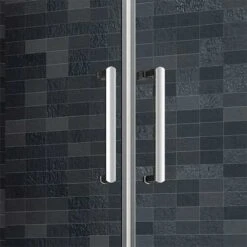 Merlyn Ionic Essence Framed Sliding Shower Door 1400mm - DWH04DH -Luxe Bathrooms m e merlyn dwh04dh close up handles