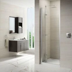 Merlyn 8 Series Frameless Hinged Bifold Shower Door 900mm - M87221 -Luxe Bathrooms merlyn m87221 3