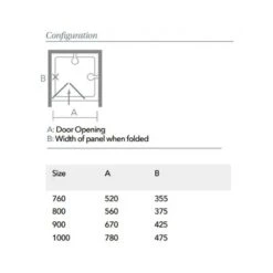Merlyn 8 Series Frameless Hinged Bifold Shower Door 900mm - M87221 -Luxe Bathrooms merlyn m87221 configuration