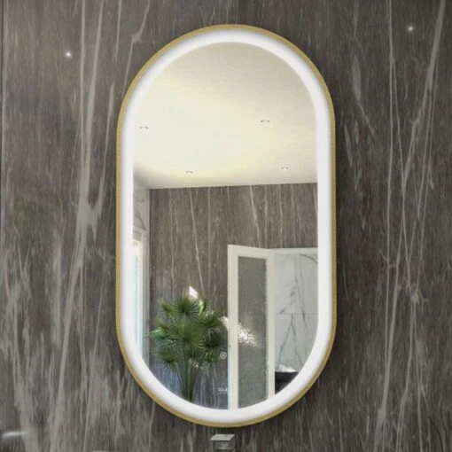 RAK Ceramics Art Oval 550 X 1000mm LED Mirror - Brushed Gold - RAKARTOVBG5002 6 RAK Ceramics Art Oval 550 X 1000mm LED Mirror - Brushed Gold - RAKARTOVBG5002 -Luxe Bathrooms r a rak rakartovbg5002