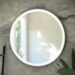RAK Ceramics Art Round 800 X 800mm LED Illuminated Mirror - Brushed Nickel - RAKARTRNBN5002