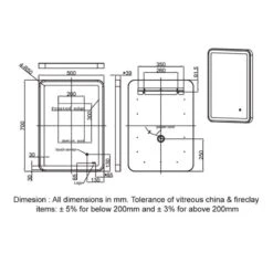 RAK Ceramics Art Soft 500 X 700mm LED Illuminated Mirror - Brushed Nickel - RAKARTSFBN5001 -Luxe Bathrooms r a rak rakartsfbg5001 dims