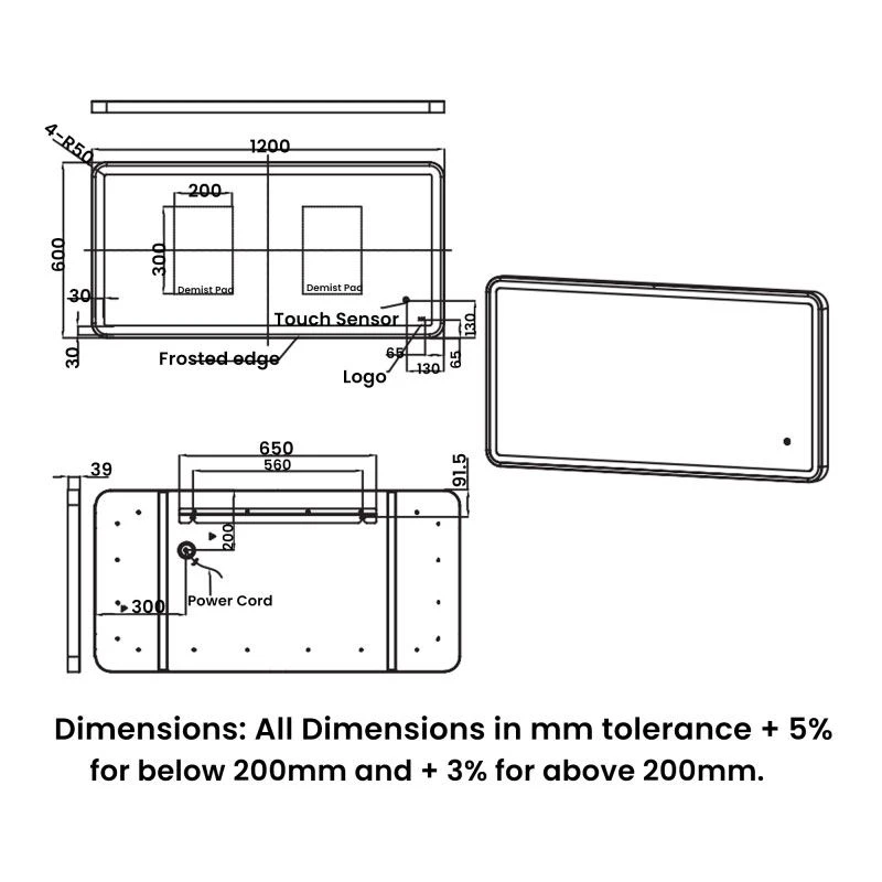 RAK Ceramics Art Soft 600 X 1200mm LED Illuminated Mirror - Brushed Nickel - RAKARTSFBN5004 4 RAK Ceramics Art Soft 600 X 1200mm LED Illuminated Mirror - Brushed Nickel - RAKARTSFBN5004 - Image 2