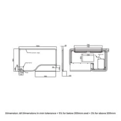 RAK Ceramics Ornate 600 X 1000mm LED Illuminated Mirror - Matt Black - RAKORNMB5002 -Luxe Bathrooms r a rak rakornbg5002 dims 1