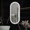 RAK Ceramics Picture Oval 450 X 1000mm LED Illuminated Mirror - Matt Black - RAKPICOVMB5001 -Luxe Bathrooms r a rak rakpicovmb5001