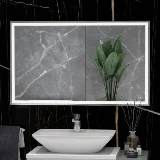 RAK Ceramics Picture Square 600 X 1000mm LED Illuminated Mirror - Chrome - RAKPICSQCP5003 3 RAK Ceramics Picture Square 600 X 1000mm LED Illuminated Mirror - Chrome - RAKPICSQCP5003 -Luxe Bathrooms r a rak rakpicsqcp5003