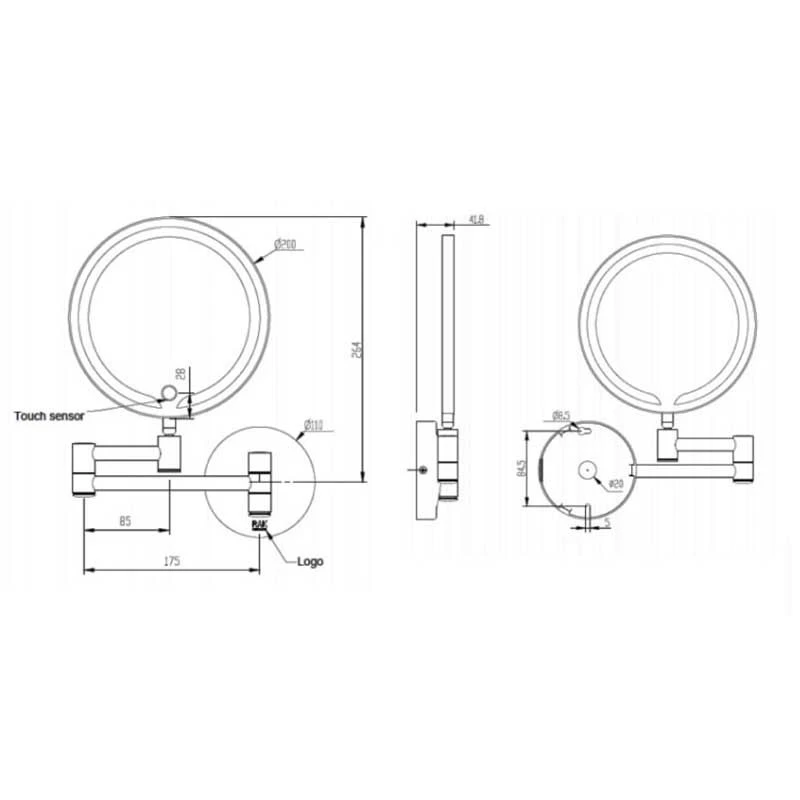 RAK Ceramics Demeter LED Illuminated Round 3x Magnifying Mirror With Touch Sensor Switch 264x200x41mm - RAKDEM5001 4 RAK Ceramics Demeter LED Illuminated Round 3x Magnifying Mirror With Touch Sensor Switch 264x200x41mm - RAKDEM5001 - Image 2