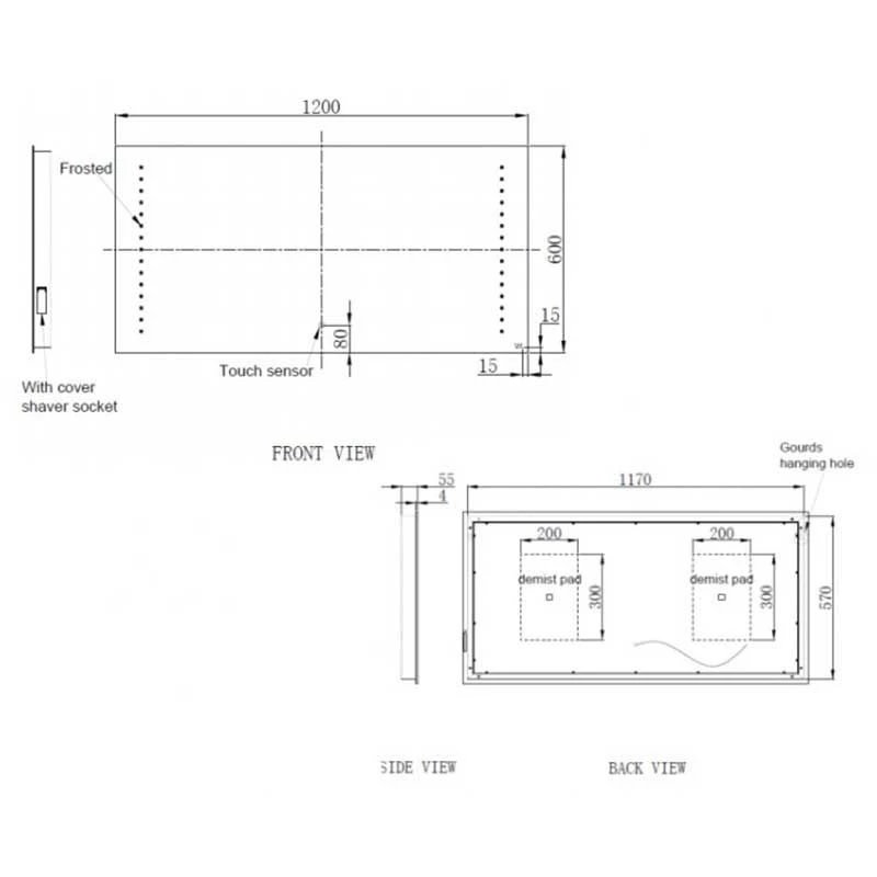 RAK Ceramics Hestia LED Illuminated Landscape Mirror With Demister 800x1200mm - RAKHES5004 4 RAK Ceramics Hestia LED Illuminated Landscape Mirror With Demister 800x1200mm - RAKHES5004 - Image 2