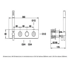 RAK Ceramics Prima Tech Dual Outlet Concealed Thermostatic Shower With Hand Shower And Back Plate - Chrome - RAKPRT3026 -Luxe Bathrooms r a rakprt3026 dimension