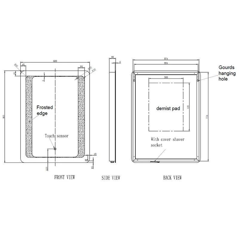 RAK Ceramics Tanzanite LED Illuminated Portrait Mirror With Switch And Demister Pad 800x600mm - RAKTAN5001 4 RAK Ceramics Tanzanite LED Illuminated Portrait Mirror With Switch And Demister Pad 800x600mm - RAKTAN5001 - Image 2