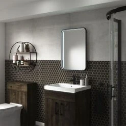 Sensio Aspect Floating Edge Rectangular LED Mirror 700x500x63mm - Matt Black - SE30198C0