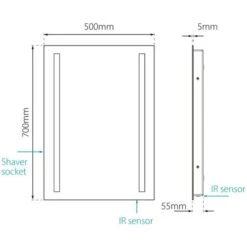 Sensio Kai Plus LED Mirror 700x500x55mm - SE34195C0 -Luxe Bathrooms s e sensio se34195c0 dims