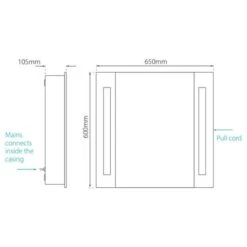 Sensio Finlay Single Door LED Cabinet Mirror 600x650x105mm - SE34295C0 -Luxe Bathrooms s e sensio se34295c0 dims