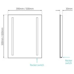 Sensio Isla Plus Battery Operated LED Mirror 500x650x30mm - SE34395C0 -Luxe Bathrooms s e sensio se34395c0 dims