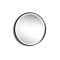 Sensio Dawn Round LED Mirror With Frame & Shelf 600x110mm - Matt Black - SE30398T0