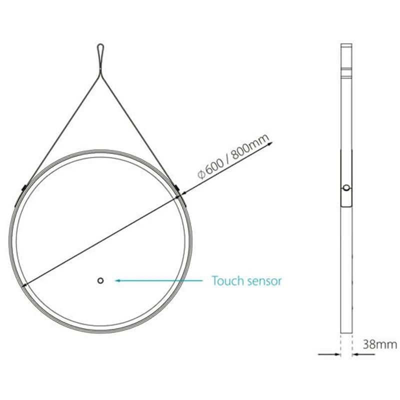 Sensio Nova 800 TrioTone Black Leather Strap Hanging LED Mirror 800x38mm - SE30698T0S 5 Sensio Nova 800 TrioTone Black Leather Strap Hanging LED Mirror 800x38mm - SE30698T0S - Image 3